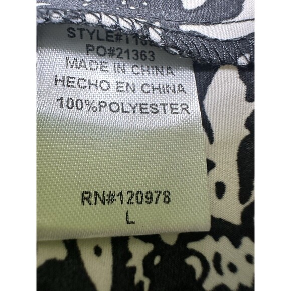 Entro Black Cream Floral Balloon Long Sleeve Button Up Blouse Modest Women LARGE - Picture 8 of 11